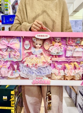 爱多美琪亲子可换装娃娃套装女孩发饰公主长裙装扮过家家儿童玩具