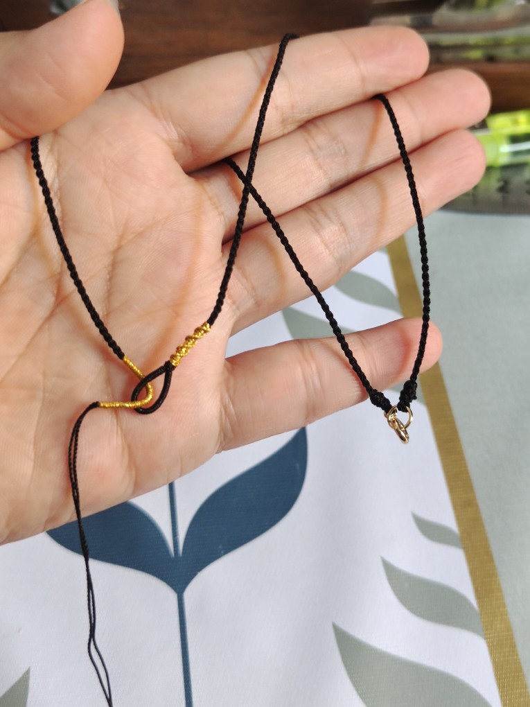 手工编织四股辫半成品项链绳挂金银配饰福牌不可调节锁骨链挂绳
