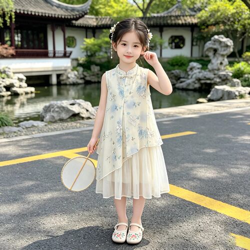 女童夏装新中式连衣裙2026新款儿童国风旗袍裙夏款女孩无袖公主裙