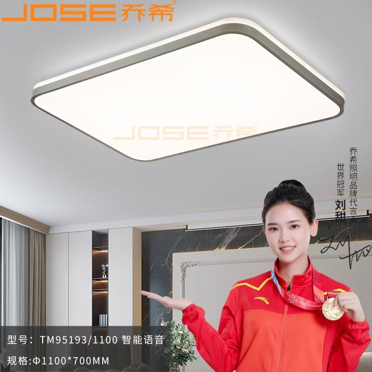 客厅吸顶灯现代简约LED全光谱轻奢高级感PC灯罩智能语音