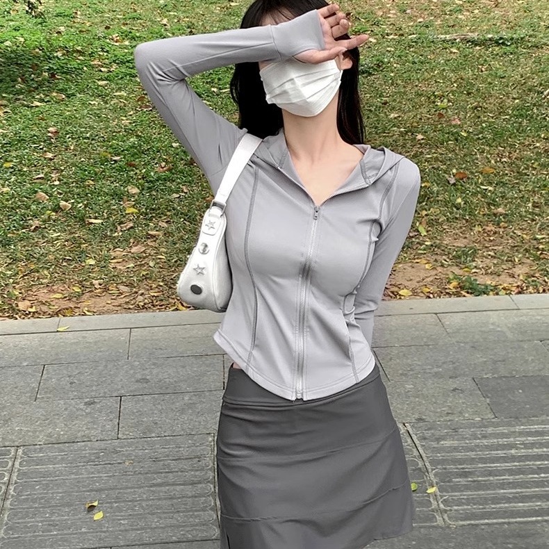 灰色冰丝防晒衣女新款收腰