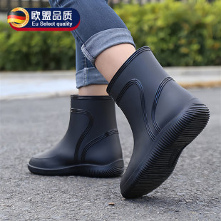 防水中筒外卖骑手专用靴子水靴工作胶鞋 雨鞋 水鞋 防滑耐磨男士 男款