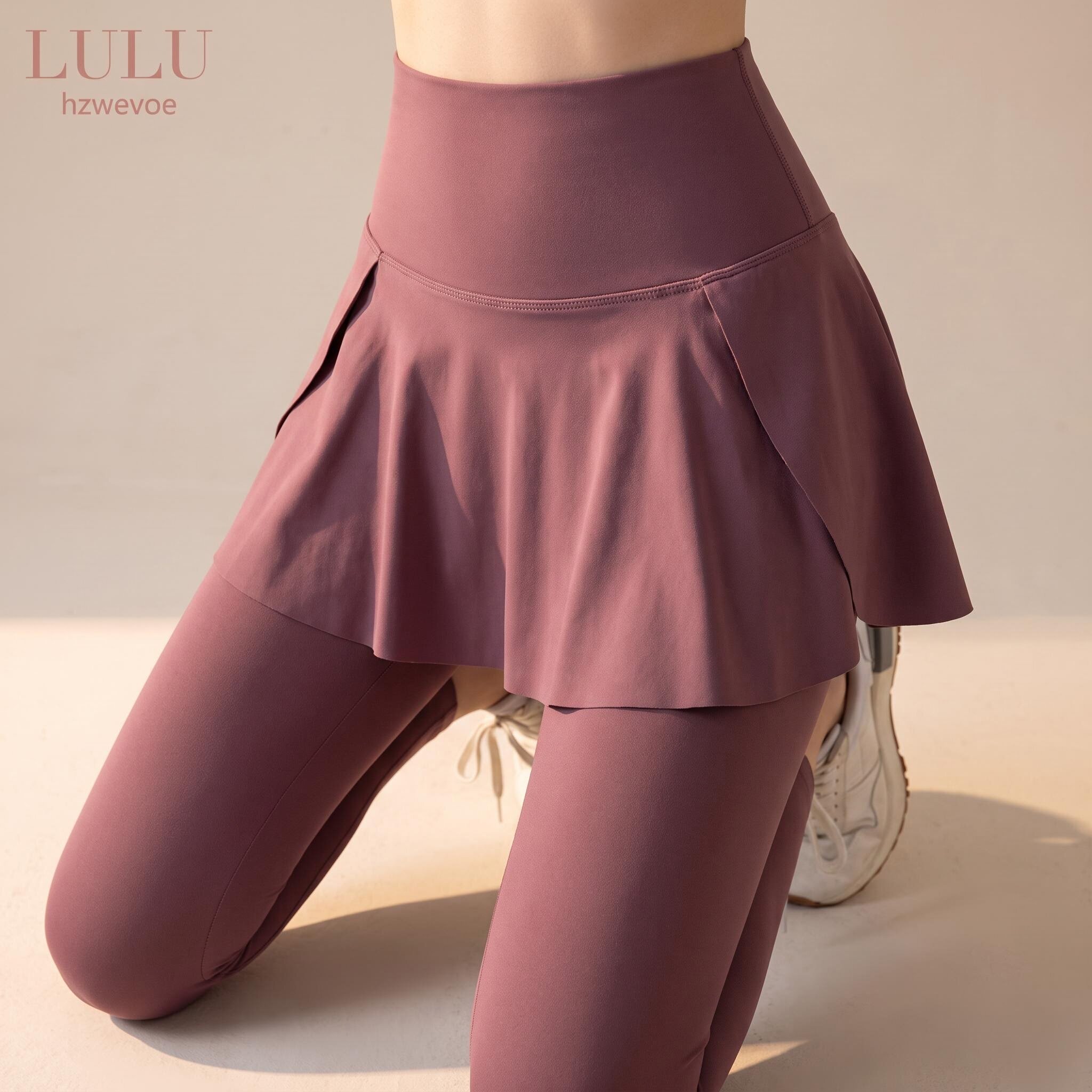 LULU假两件高腰紧身瑜伽裙裤女