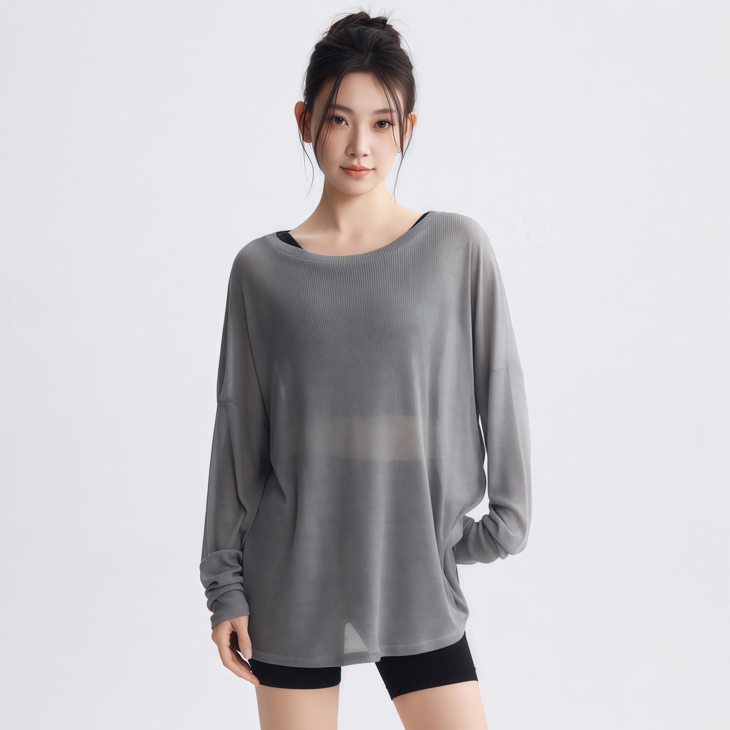 LULU女网纱长袖健身服