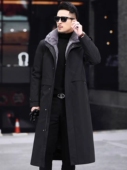 连帽尼克服加厚外套大衣冬季 皮毛一体派克服男士 貂皮内胆中年大码