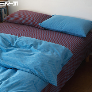 清爽不棉腻丨全棉色织水洗棉四件套纯棉床上格子床单床品套件被套