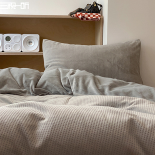 御寒推荐丨华夫绒+牛奶绒 双面绒四件套冬季加厚加绒床上床品套件