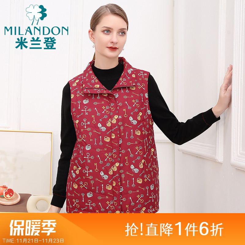 米兰登休闲马夹印花外套保暖