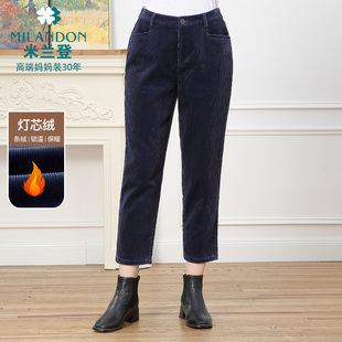 2025年冬季 老爹休闲裤 新款 灯芯绒九分裤 厚 时尚 米兰登中老年妈妈装