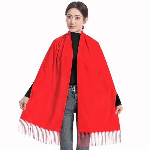 年会红围巾2026马年新款中国红围巾印字刺绣logo庆典活动聚会