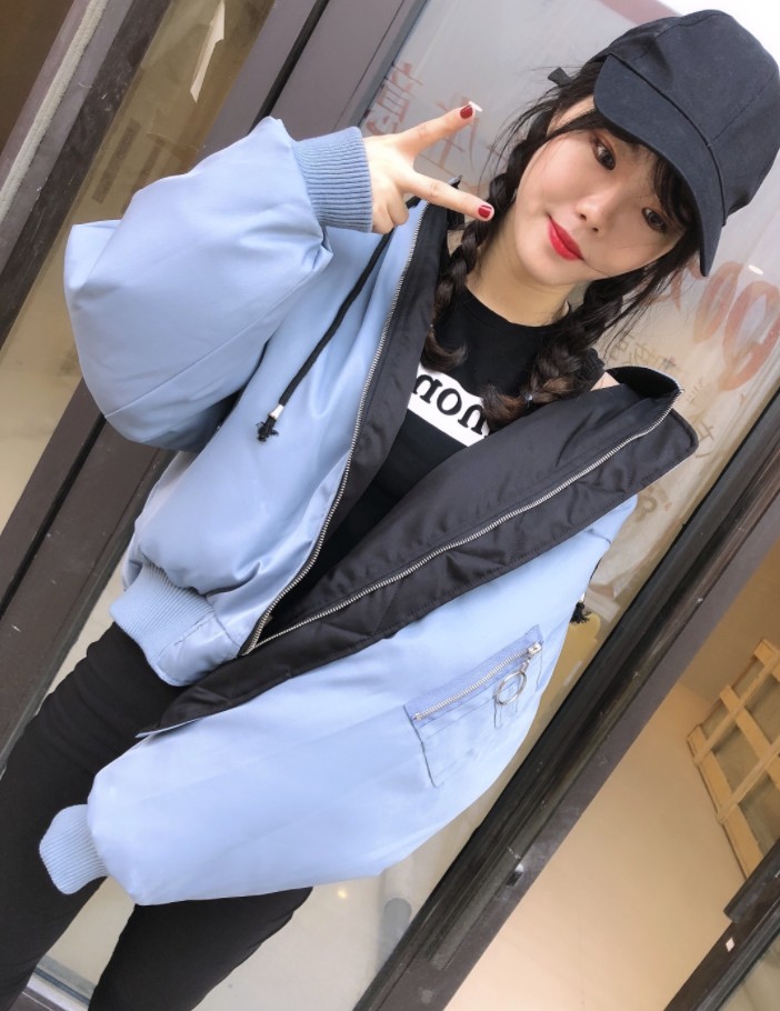 【清仓】飞行员夹克女秋冬加厚两面穿短款棒球棉服棉衣小个子外套
