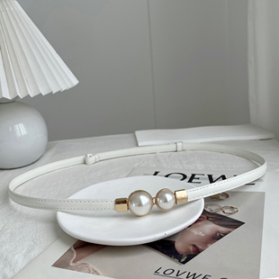 珍珠细腰带女款配裙子装饰衬衫连衣裙收腰皮带腰链配饰高级感