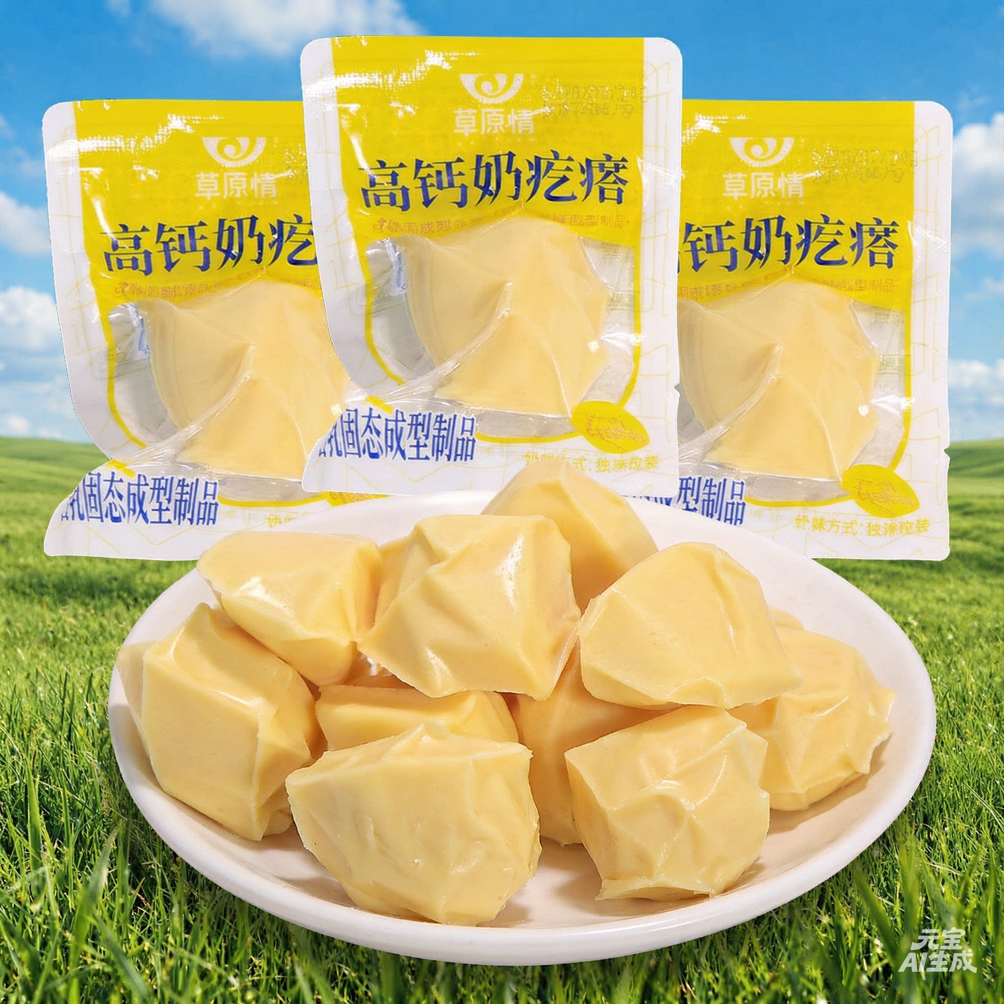 草原情高钙奶疙瘩独立小包装奶酪块儿童成人休闲零食奶制品图片