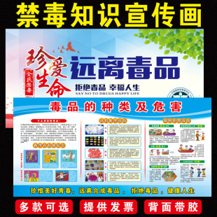 世界禁毒日宣传海报展板学校社区青少年知识栏抵制毒品危害公益贴