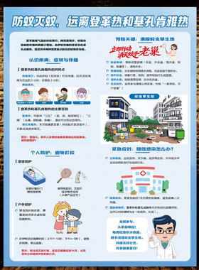 防蚊灭蚊宣传海报远离登革热和基孔肯雅热宣传墙贴除蚊灭四害海报