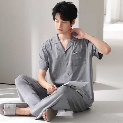 睡衣男夏季莫代尔短袖长裤薄款青少年2026新款夏款大码家居服套装