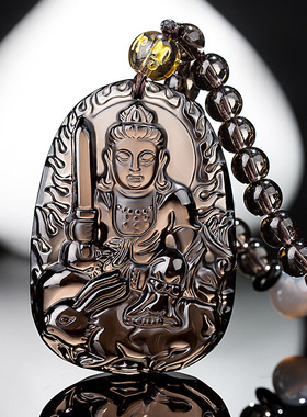 冰晶黑曜石本命佛十二生肖属相佛女项链守护神佛牌观音吊坠