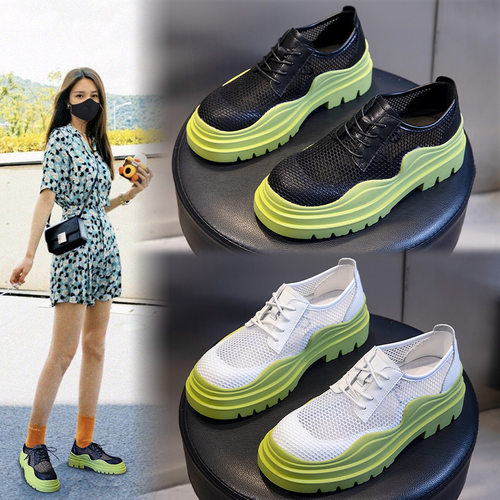 真皮透网单鞋女2026新款夏季透气时尚休闲平底女鞋百搭浅口鞋子女