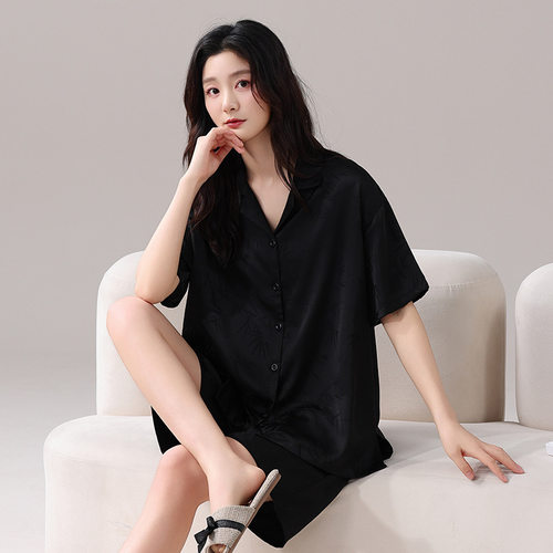 睡衣女夏季冰丝短袖短裤薄款夏天仿真丝绸感夏款可外穿家居服