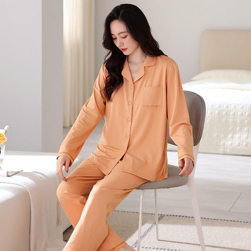睡衣女春夏款莫代尔长袖家居服春秋款薄款可出门外穿休闲大码套装