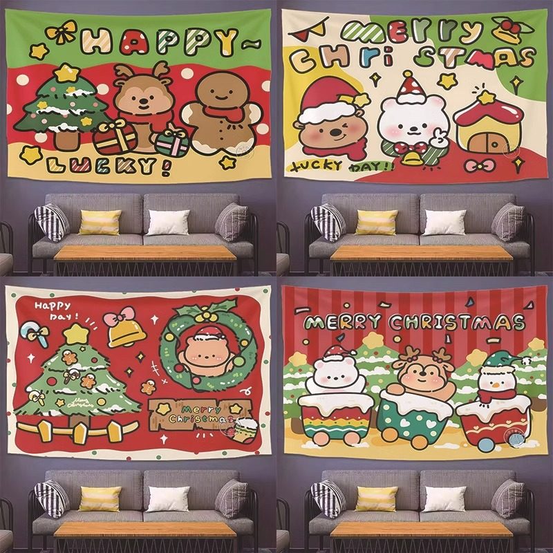圣诞节日系列可爱喜庆挂布出租屋墙面遮丑墙布装饰画高级感背景布,节庆用品/礼品,节庆布艺用品,淘宝优惠券,粉丝福利购,淘宝优惠卷
