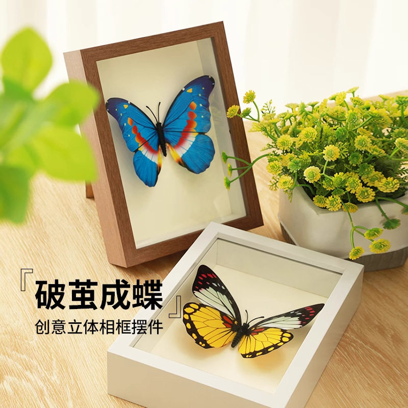 蝴蝶标本相框创意桌面立体摆台画生日礼物展示挂画小众客厅摆件,家居饰品,桌面摆台画,淘宝优惠券,粉丝福利购,淘宝优惠卷