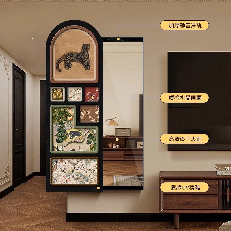中古风全身镜可推拉暗藏式穿衣镜卧室隐形试衣镜玄关画壁挂式镜子,住宅家具,穿衣镜,淘宝优惠券,粉丝福利购,淘宝优惠卷