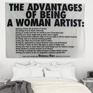 北欧黑白英文海报墙布一个女艺术家的独白书房卧室装饰挂毯背景布