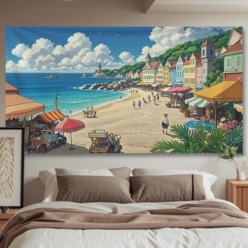 宫崎骏动漫风景背景布挂布卧室客厅宿舍装饰画布墙壁遮丑墙布挂毯,居家布艺,挂毯/壁毯,淘宝优惠券,粉丝福利购,淘宝优惠卷