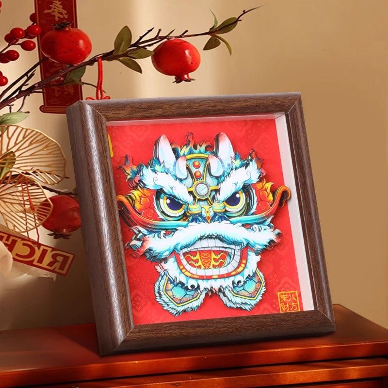 龙生九子实木相框国潮桌面摆台客厅电视柜醒狮3d立体剪纸文创摆件,家居饰品,相框/画框,淘宝优惠券,粉丝福利购,淘宝优惠卷