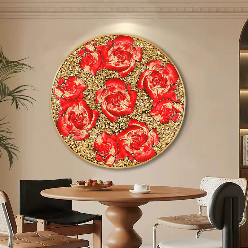 手工镶钻晶瓷花卉装饰画｜金色