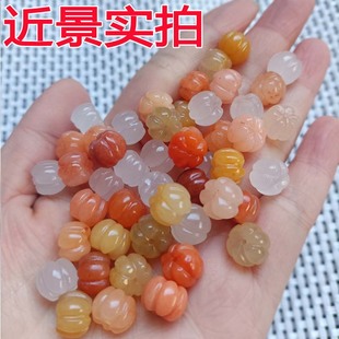 纯天然新疆金丝玉冰种散珠玉石东陵玉南瓜珠diy手工编织饰品配件