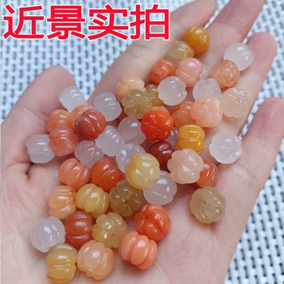 纯天然新疆金丝玉冰种散珠玉石东陵玉南瓜珠diy手工编织饰品配件