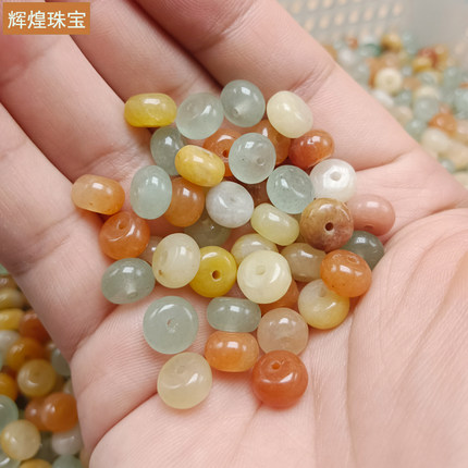 天然石算盘珠8*5玉石散珠配珠配饰隔片隔珠 纯天然东陵玉diy配件