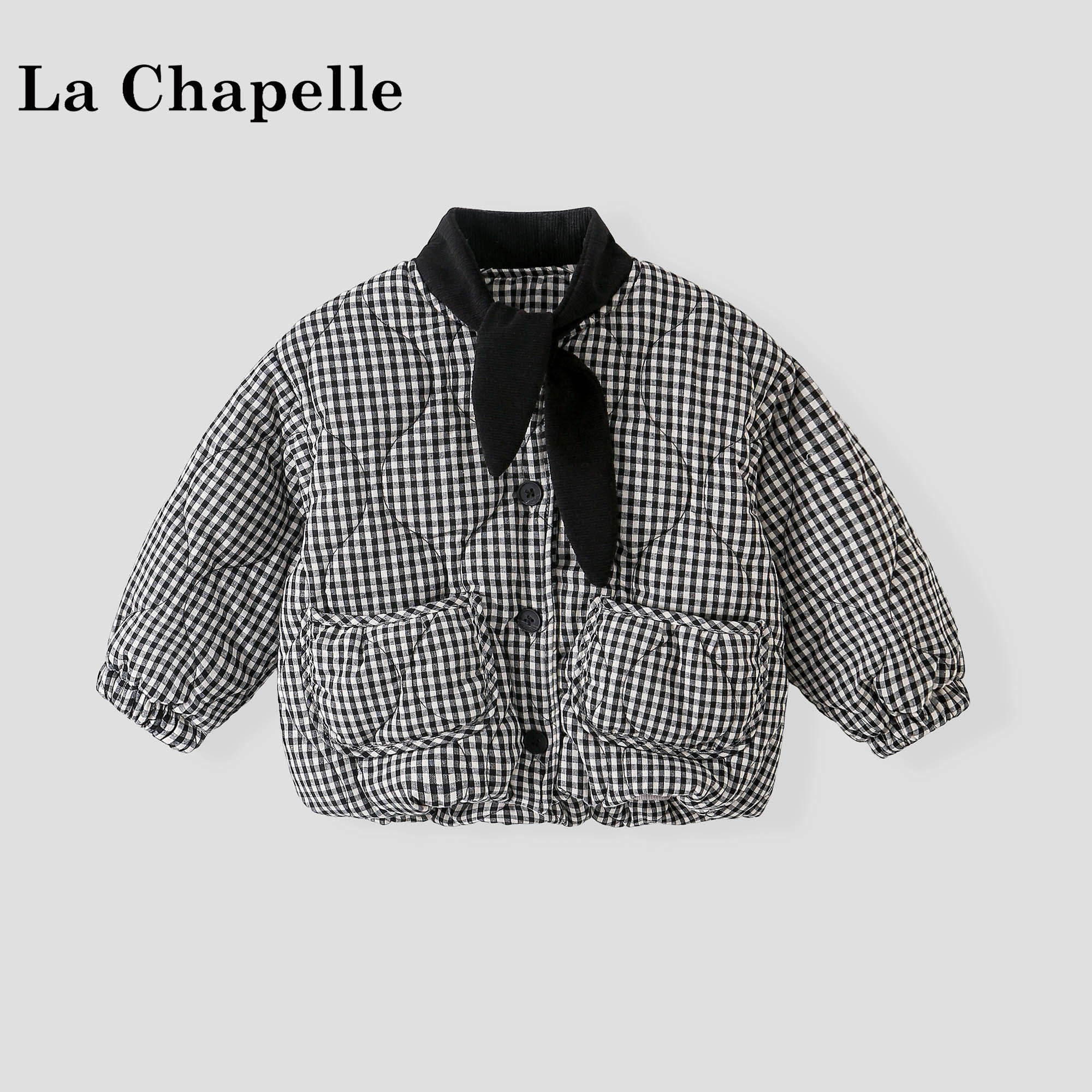La Chapelle【拉夏贝尔】冬季韩系女童新款格子保暖棉服LA3955