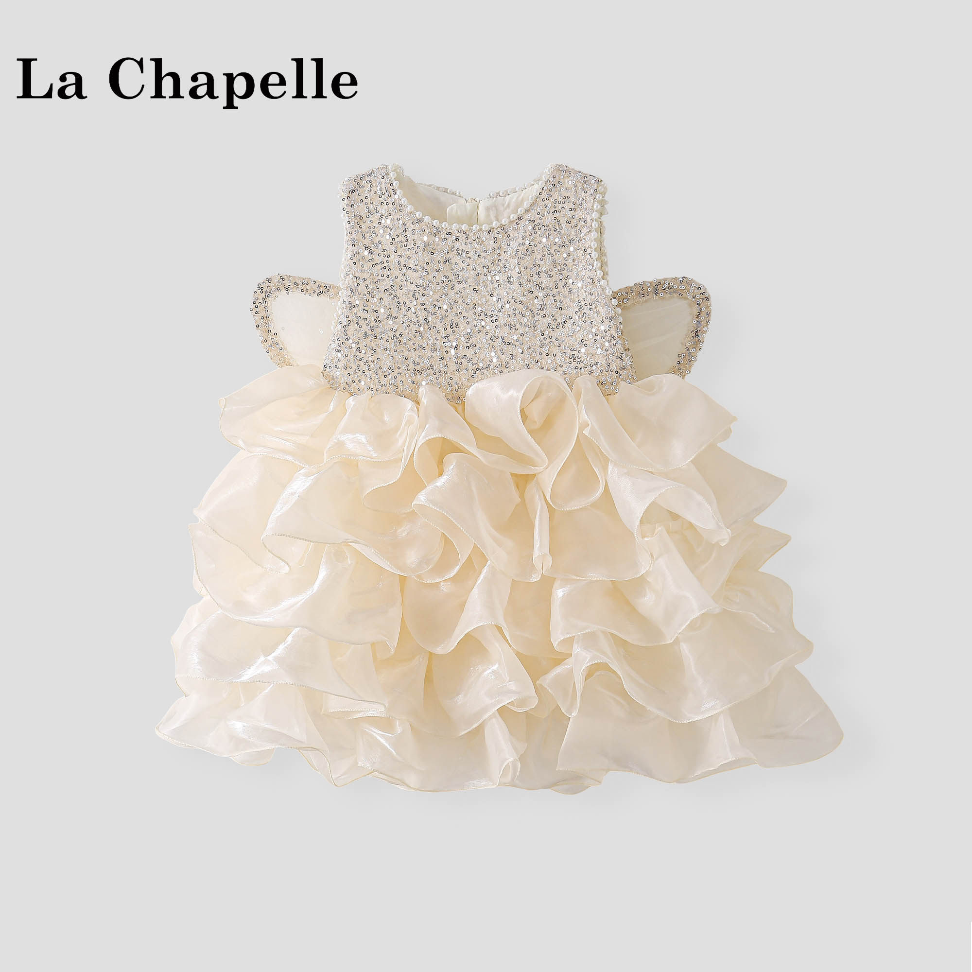 拉夏贝尔女童连衣裙2026夏季新款洋气儿童公主裙超仙礼服蛋糕裙子