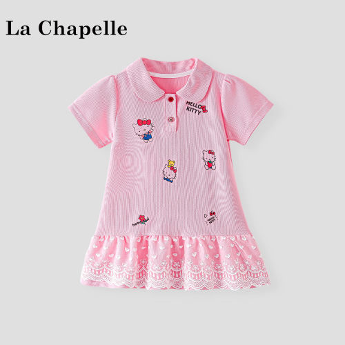 La Chapelle【拉夏贝尔】时尚夏季女童卡通kt猫POLO连衣裙LD2973