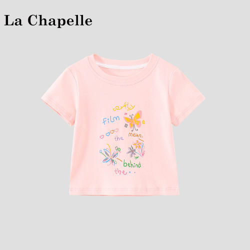 La Chapelle【拉夏贝尔】时尚女童夏季新款卡通印花短袖T恤LD2646