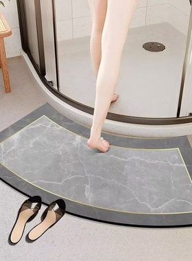 硅藻泥吸水垫软垫弧形浴室地垫卫生间门口淋浴房防滑脚垫宾馆酒店