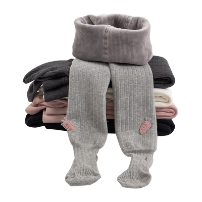 外穿女宝宝加厚一体绒连裤袜