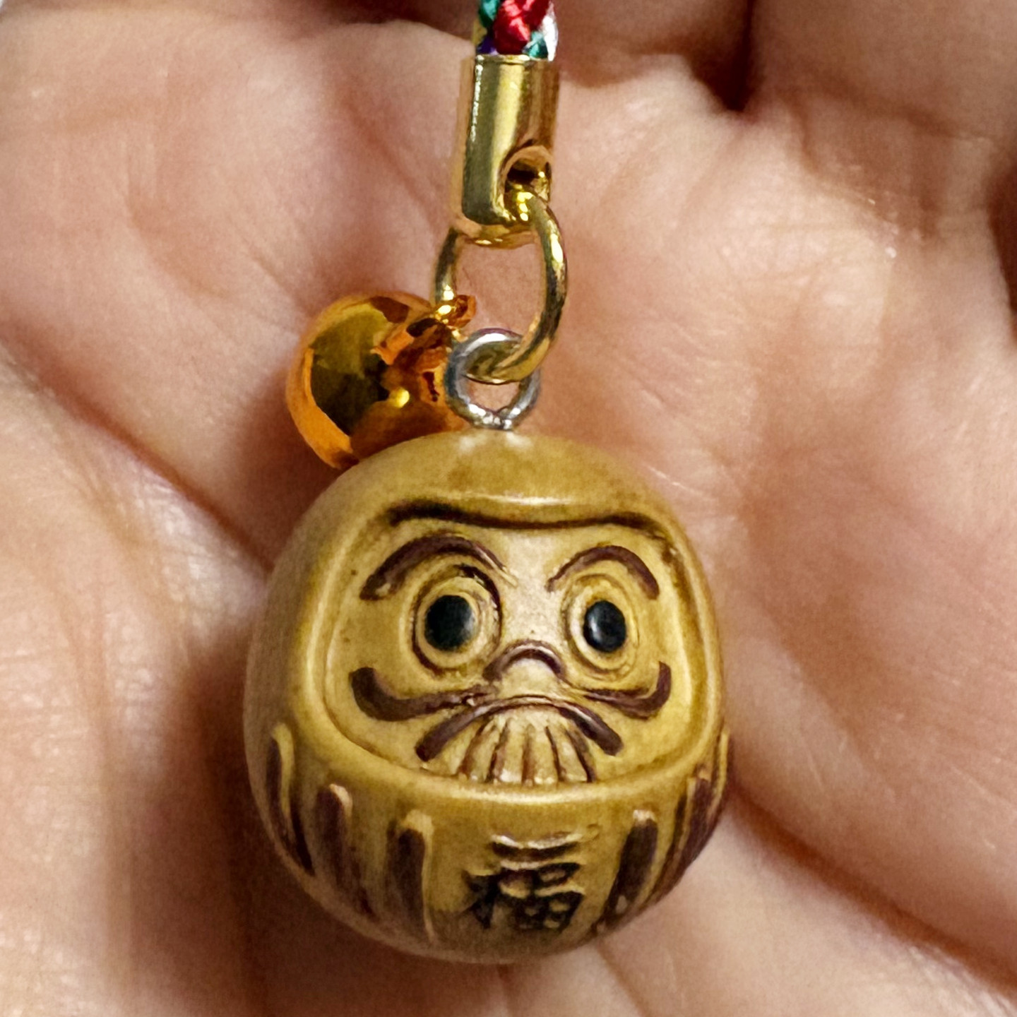 日本木雕达摩御守必胜开运招福招财金运护身符书包挂件手机链