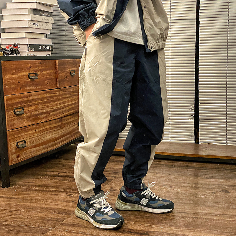 石头春季透气凉爽长裤拼色日系