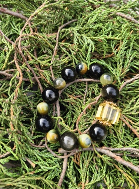 天然金曜石手链男女款黄虎眼石好运情侣手串水晶时尚饰品
