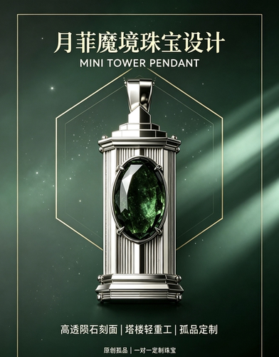 月菲魔境设计天然水晶珠宝陨石吊坠定制打样设计