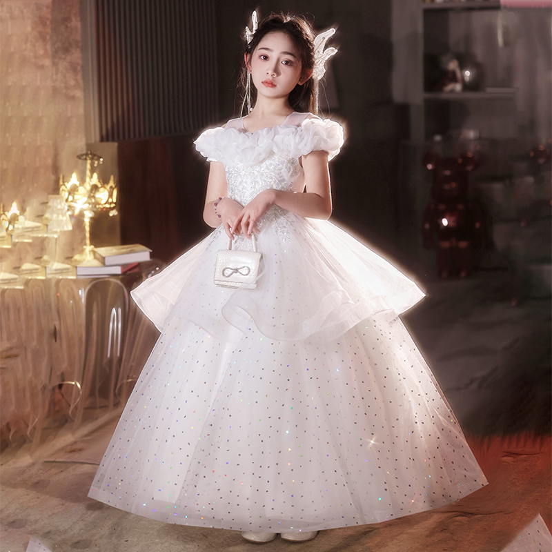 女童礼服轻奢小众儿童走秀主持人钢琴演奏花童婚礼女孩生日公主裙