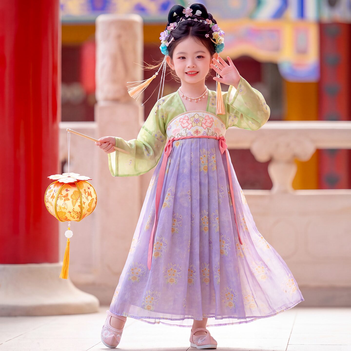 汉服女童古风女孩2026新款国风儿童中秋节绝美超仙古装公主连衣裙