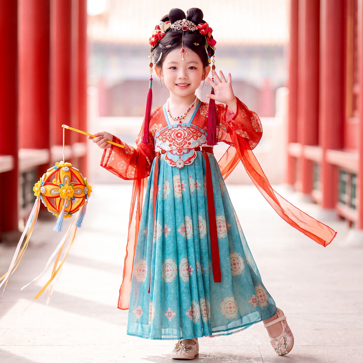 汉服女童中秋节2026新款儿童中国风古装连衣裙小女孩古风公主襦裙