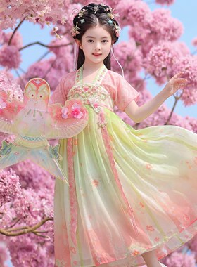 汉服女童夏季2026新款古风连衣裙小女孩国风唐装儿童古装公主裙子
