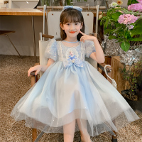 艾莎公主裙女童冰雪奇緣裙子2025新款夏季兒童女孩生日愛莎連衣裙