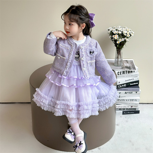 库洛米女童套装裙子秋季2026新款儿童秋装公主裙小香风女孩连衣裙